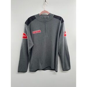 Image Authority Security Sweaters Mens Large Gray Quarter Zip Long Sleeve Winter